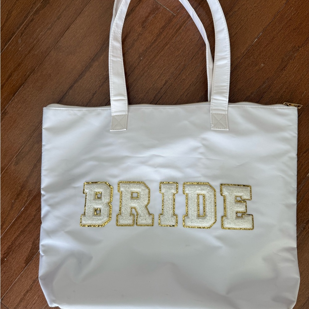 White and Gold Bride Tote Bag